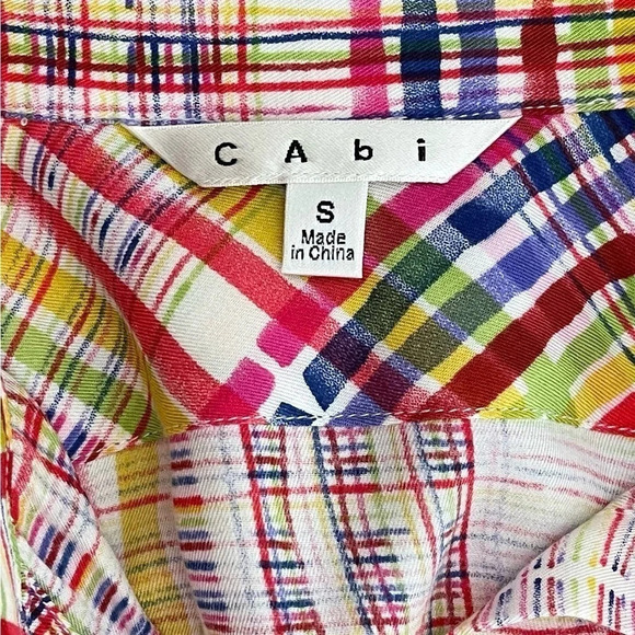 CAbi | Cirque Plaid Top Roll Tab Sleeve Button Up Pockets Soft - Picture 7 of 9